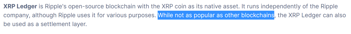 MoonLamboio's tweet photo. @CoinMarketCap What about all this on your actual website? It mirrors what your new team member tweeted. Says XRP is centralized. 

Your site takes it even FURTHER though by editorializing: Xrp is "not as popular as other blockchains."

Any plans to correct the false information on your site? https://t.co/7LtPPqbx0b