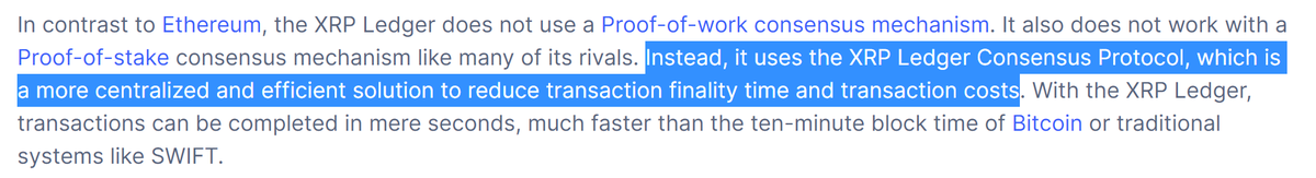 MoonLamboio's tweet photo. @CoinMarketCap What about all this on your actual website? It mirrors what your new team member tweeted. Says XRP is centralized. 

Your site takes it even FURTHER though by editorializing: Xrp is "not as popular as other blockchains."

Any plans to correct the false information on your site? https://t.co/7LtPPqbx0b