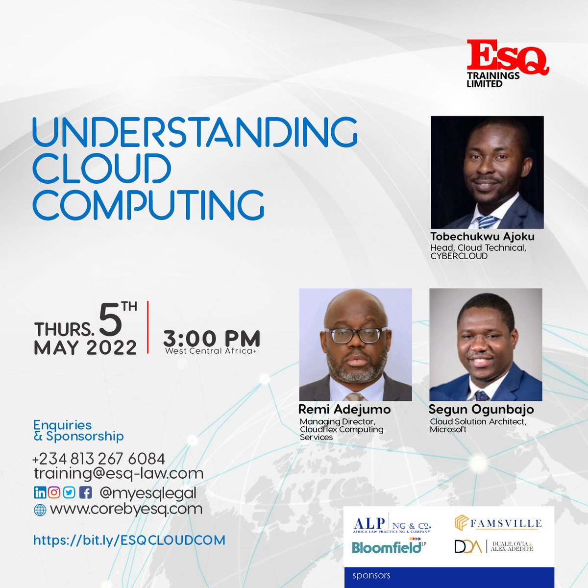 Are you interested in understanding cloud computing? 
Register here 👇🏽

Register:  bit.ly/ESQCLOUDCOM