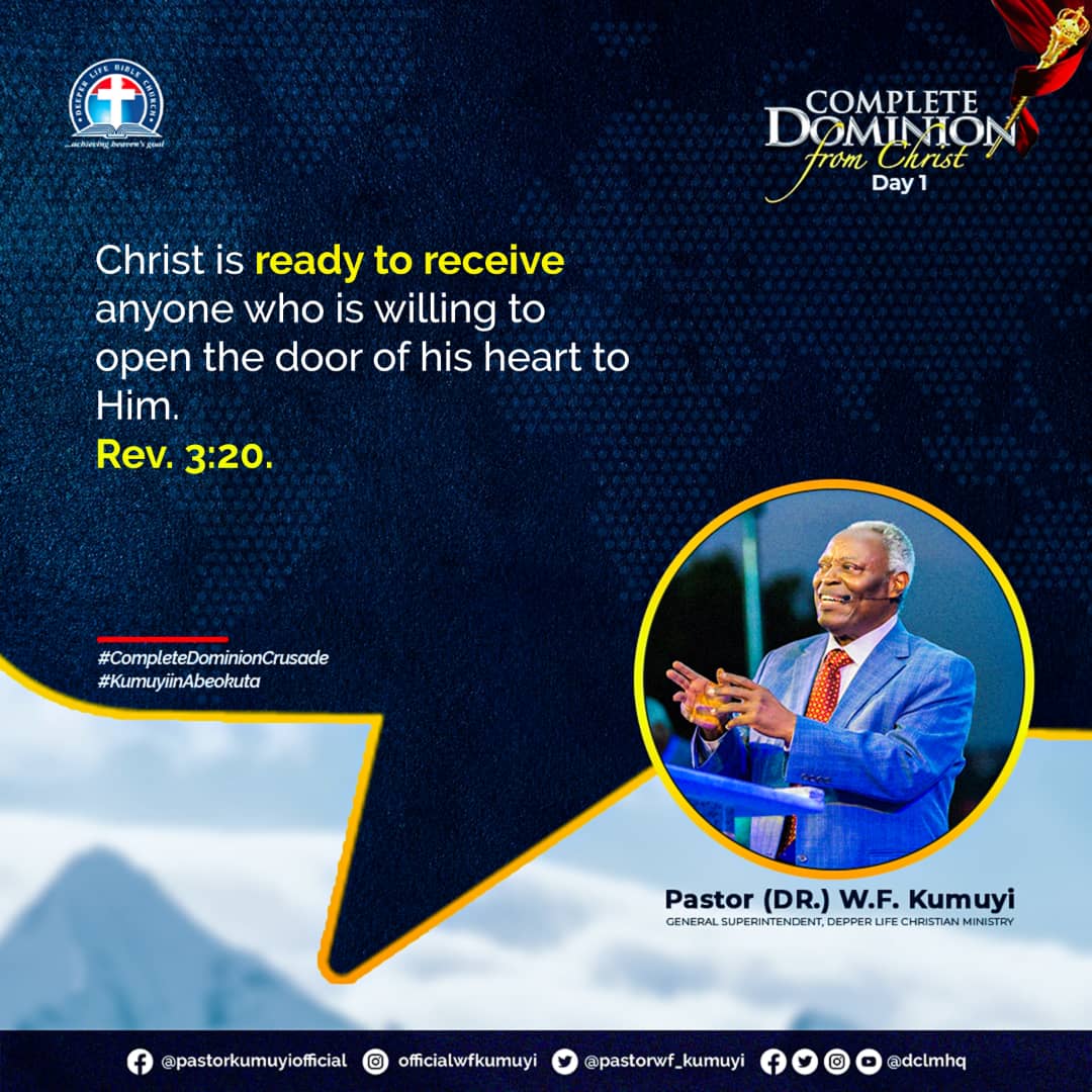 AdeyemOlalekan's tweet photo. #pastorkumuyisaid 

#aprileditionglobalcrusade
#CompleteDominionCrusade 
God condemns violence. The nature of God is love and helpfulness. Violence is the attribute the fallen man.

Christ is ready to receive anyone who is willing to open the door of his heart to Him. Rev 3:20. https://t.co/beq7NsZniT