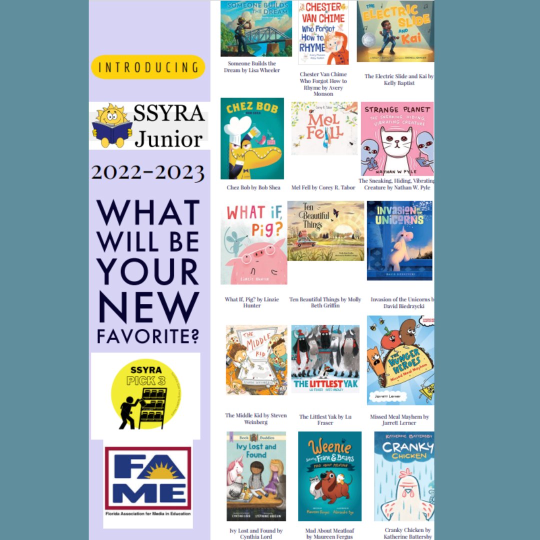 FloridaMediaEd's tweet photo. Congratulations to all! @FloridaSSYRA @FLTeensRead #pickyourthree #awardslist https://t.co/1Oada63cid