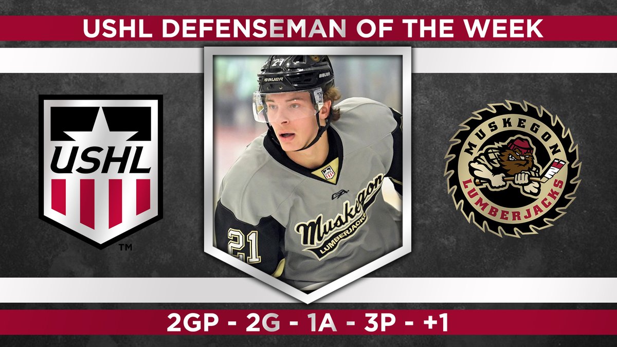 USHL's tweet photo. Check out the Players of the Week for the First Round of the 2021-22 Clark Cup Playoffs! #WhosNext 

Forward: Connor Brown (@BlckHawksHockey)
Defenseman: Noah Ellis (@MuskegonJacks)
Goaltender: Chase Clark (@MuskegonJacks)

https://t.co/cKosjU74op https://t.co/yseQASFdNh