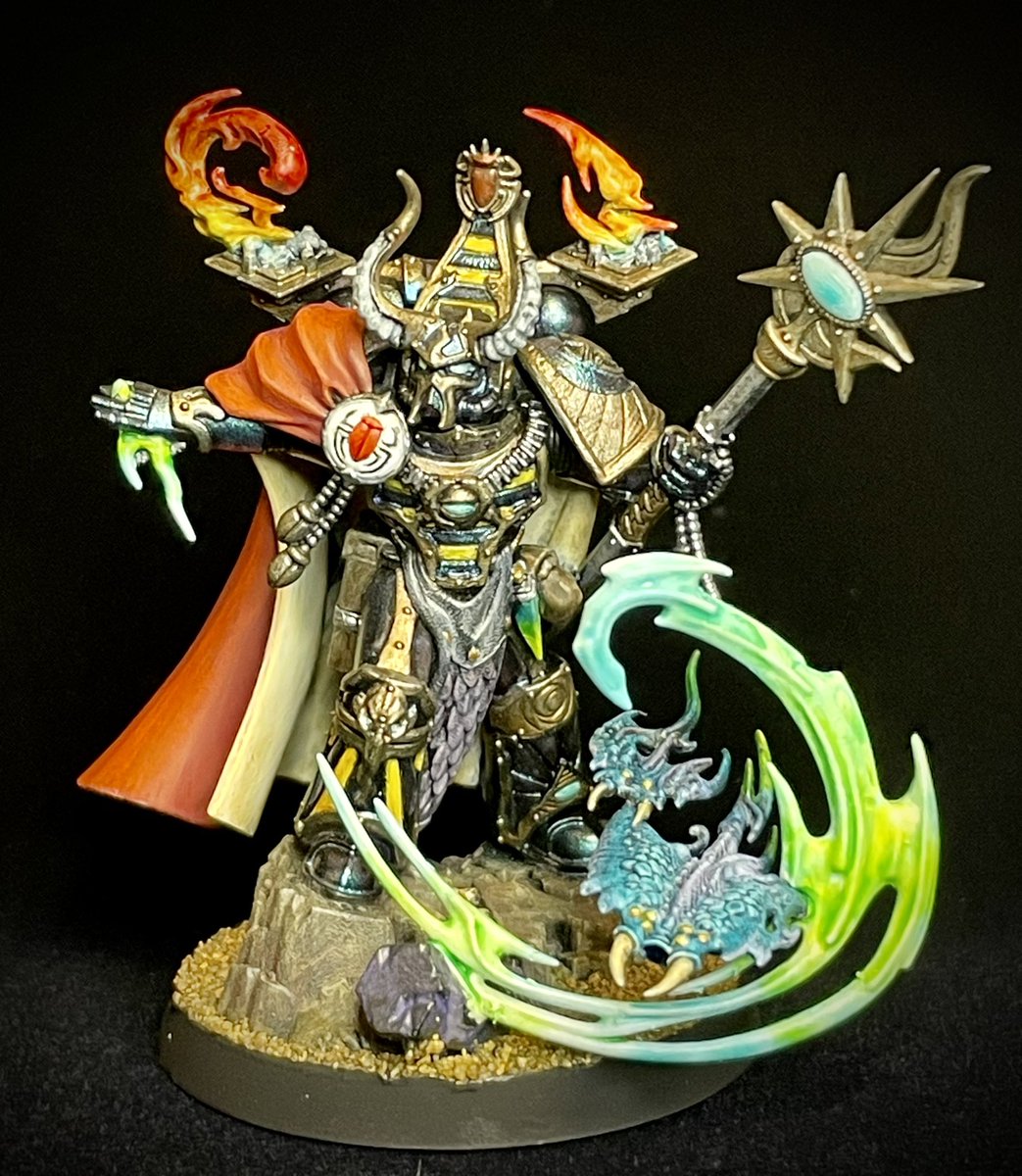 AgainYam's tweet photo. Infernal Master 完成！

キルチームでコペッシュ持ちソーサラーとして使えるように、3本目の腕を生やして剣を持てるようにしています。

#ウォーハンマー
#warhammercommunity 
#warhammer
#Thousandsons
#infernalmaster https://t.co/xUOAjms69s