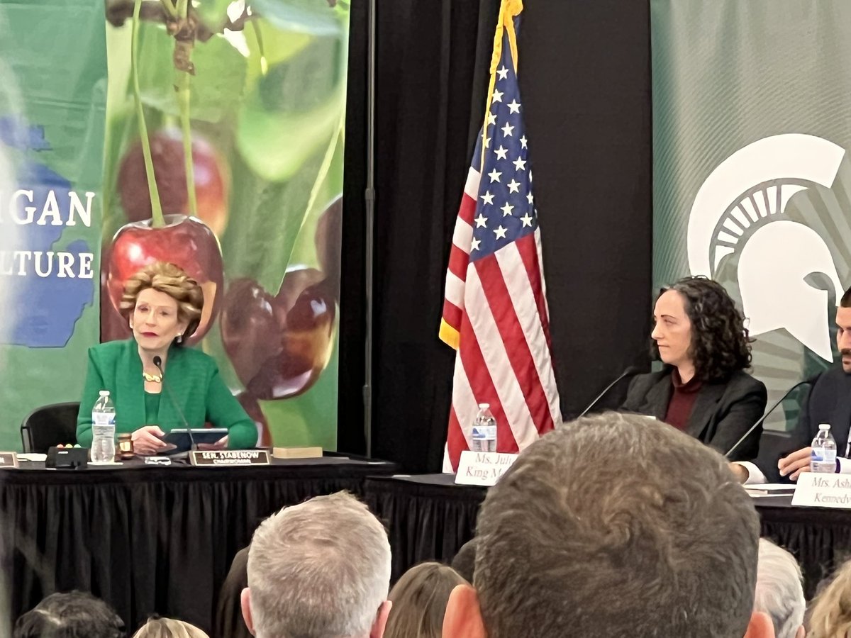 usacherries's tweet photo. Chairwoman @SenStabenow and Ranking Member @JohnBoozman hosting the first Senate Ag. Comm. on the 2023 Farm Bill. Juliette King McAvoy with @kingorchards provides testimony for the #cherry industry.
#FarmBill #Agriculture #MiAg #tartcherries https://t.co/44Q9djQzqh