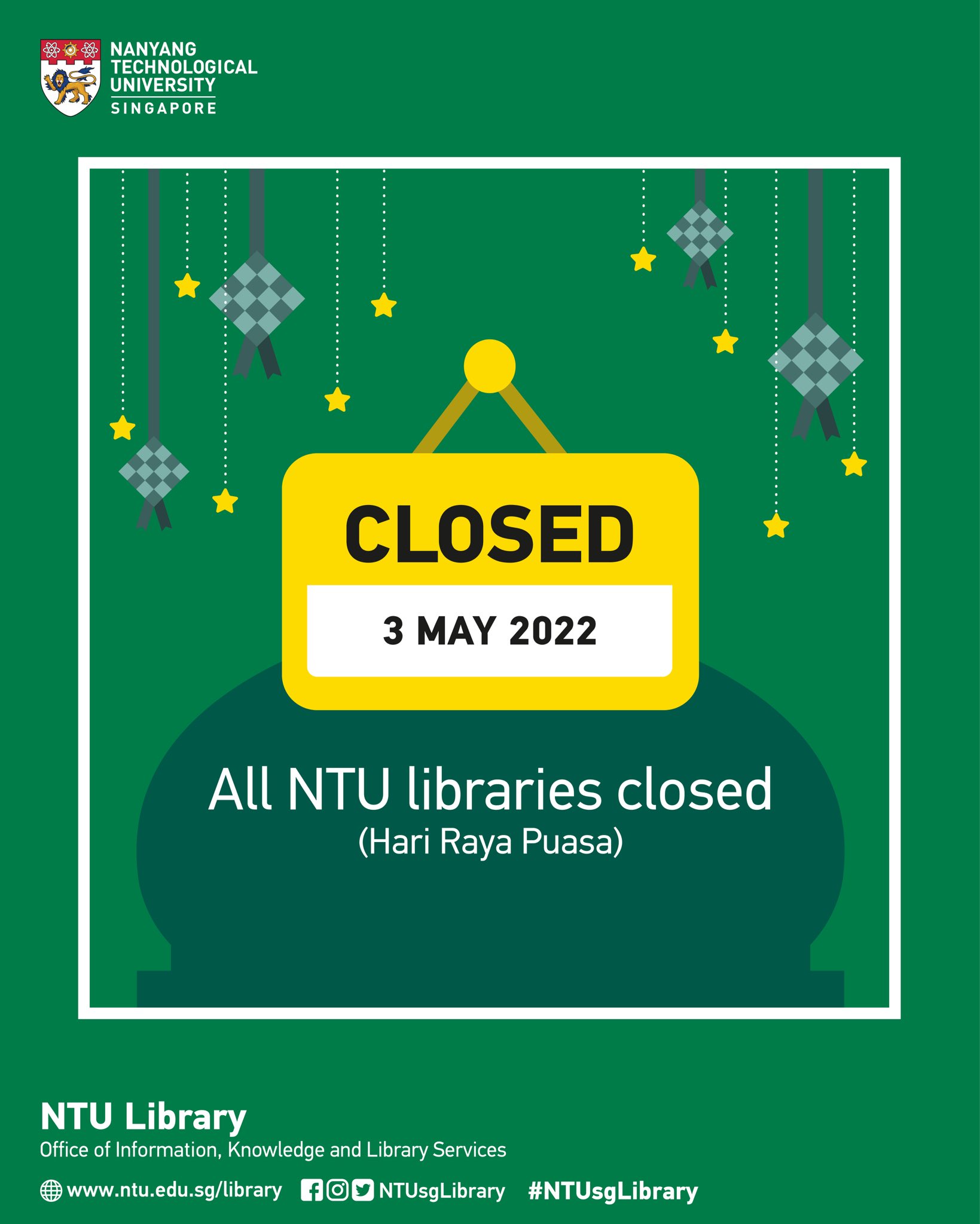 NTU Library on Twitter: "💁🏻‍♀️📢 ANNOUNCEMENT: Our libraries will be