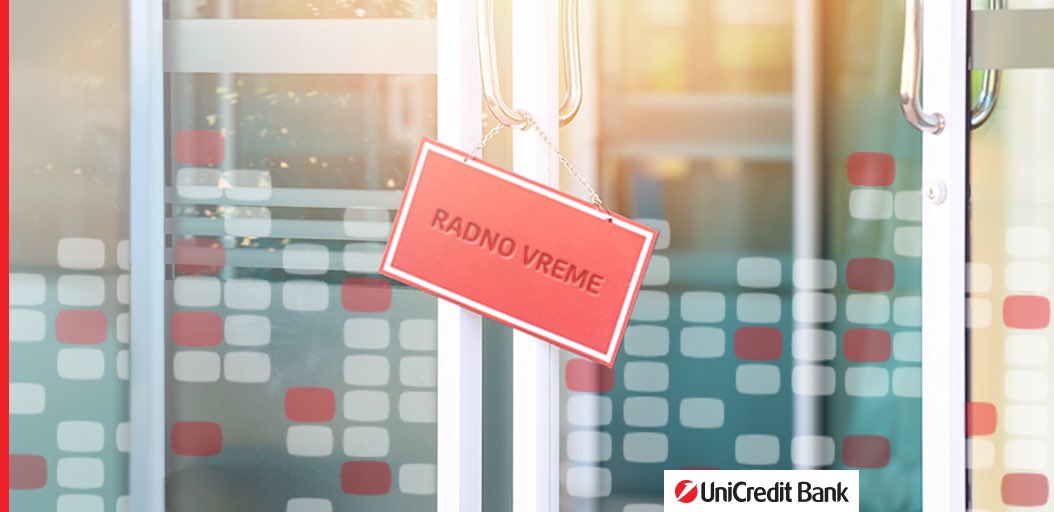 🔔Važno obaveštenje 🔔
Obaveštavamo vas da ekspoziture UniCredit Banke, povodom prvomajskih praznika, neće raditi 2. i 3. maja 2022. godine.
Na raspolaganju su vam bankomati i mBanking aplikacija.
Želimo vam srećne praznike,
Vaša UniCredit Banka