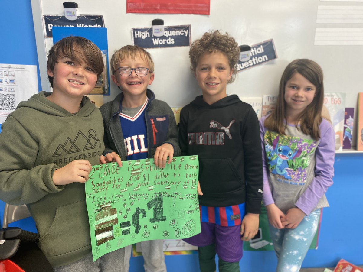 CBAWestChester's tweet photo. 2nd graders are ready to sell ice cream sandwiches! Proceeds will go to supporting the @WolfSanctuaryPA! #wolfresearch #animalwelfareproject #communityservice #onedollar #secondgrade https://t.co/9mtEhqa3zH