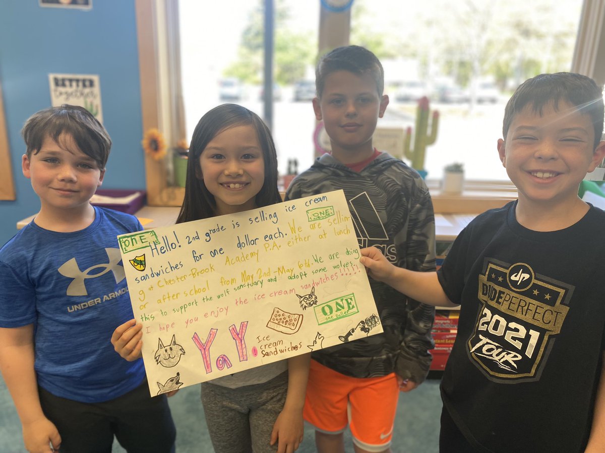 CBAWestChester's tweet photo. 2nd graders are ready to sell ice cream sandwiches! Proceeds will go to supporting the @WolfSanctuaryPA! #wolfresearch #animalwelfareproject #communityservice #onedollar #secondgrade https://t.co/9mtEhqa3zH