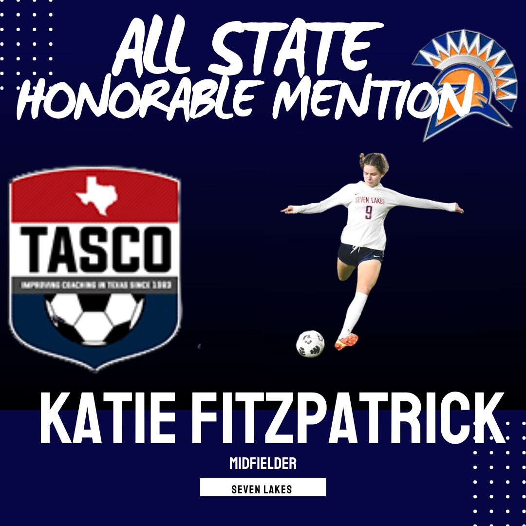 SLGirlsSoccer7's tweet photo. ⚽️ 🏅Congratulations, @fitzpatrickatie ❕🥅

🚨 Katie will be representing Seven Lakes in the 2022 TASCO Senior All-Star Game  on May 14💪🏻

@SLHSABC @SpartanCrazies_ @tascosoccer https://t.co/2yRy2JKz9n