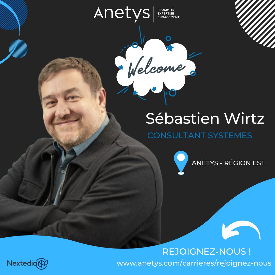 [Actualité recrutement]

Bienvenue à Sébastien WIRTZ 🙌​ ​​qui a récemment rejoint <a href="/Anetys_FR/">Anetys_FR</a> en tant que #Consultant #Systèmes.

Nous sommes très heureux de te compter parmi nous Sébastien ​​!

#recrutement #accueil #job #carrière #bienvenue