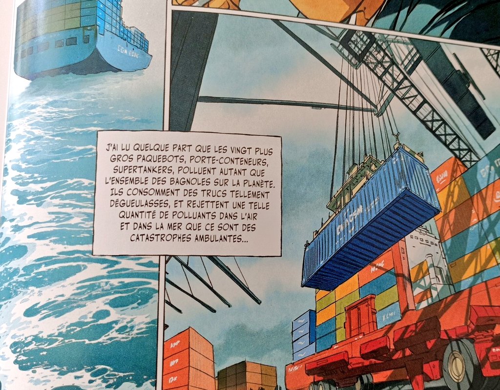 flapox's tweet photo. #ClimateAction #ClimateEmergency Venti navi porta conteiner inquinano come l'insieme di tutte le automobili del 🌏.... Estratto da una #bd di #jacamon et #matz... Quanto si impara dai fumetti... https://t.co/r7mD2jUEpP