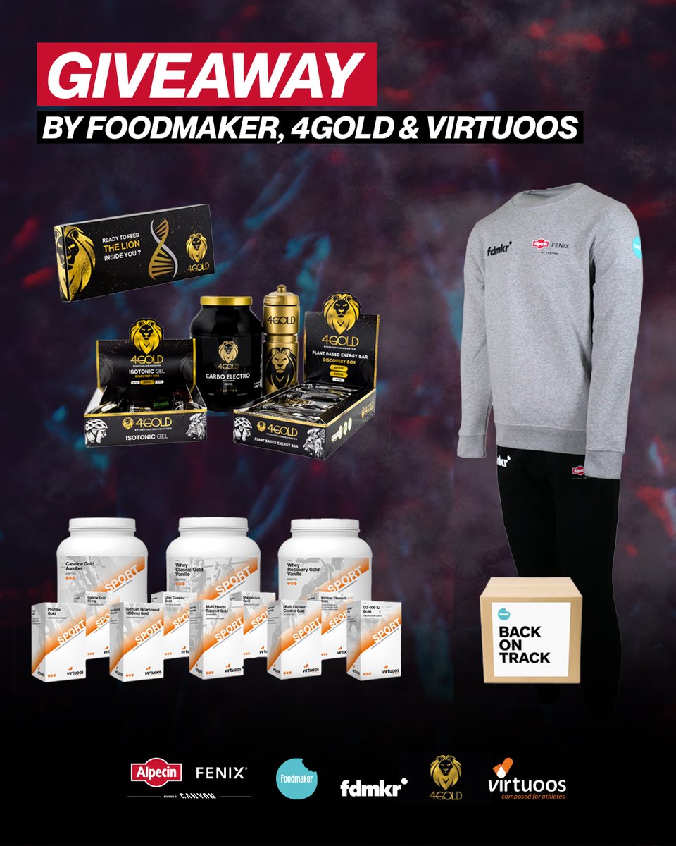 🚨 GIVEAWAY ALERT 🚨

We are launching another cool giveaway thanks to our partners <a href="/Foodmaker_be/">Foodmaker</a>, FDMKR, <a href="/4Gold_/">4Gold</a> and <a href="/Virtuoossport/">Voedingssupplementen</a>! 

So, what can you win? 🎁
3️⃣ prize packs that provide nutritional guidance and products as if you were part of the team, including...
