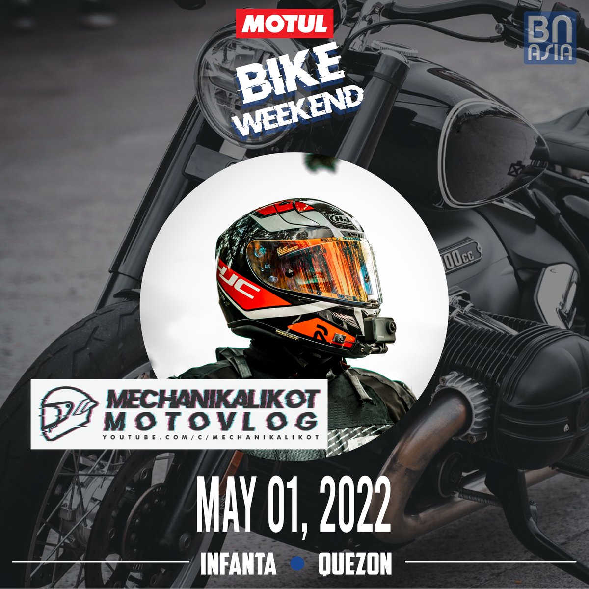 bikenightasia's tweet photo. MechaniKalikot Motovlog joins the Motul Bike Weekend!
Thank you Alfred for Supporting Bike Night Asia's Bike Weekend this coming May 1, 2022, see you in Infanta, Quezon!
#BikeNightAsia
#BikeWeekend
#MotulPhilippines
#MechaniKalikotMotovlog
Bike Night Asia
One Night. One Site. https://t.co/eDJyRgEevf