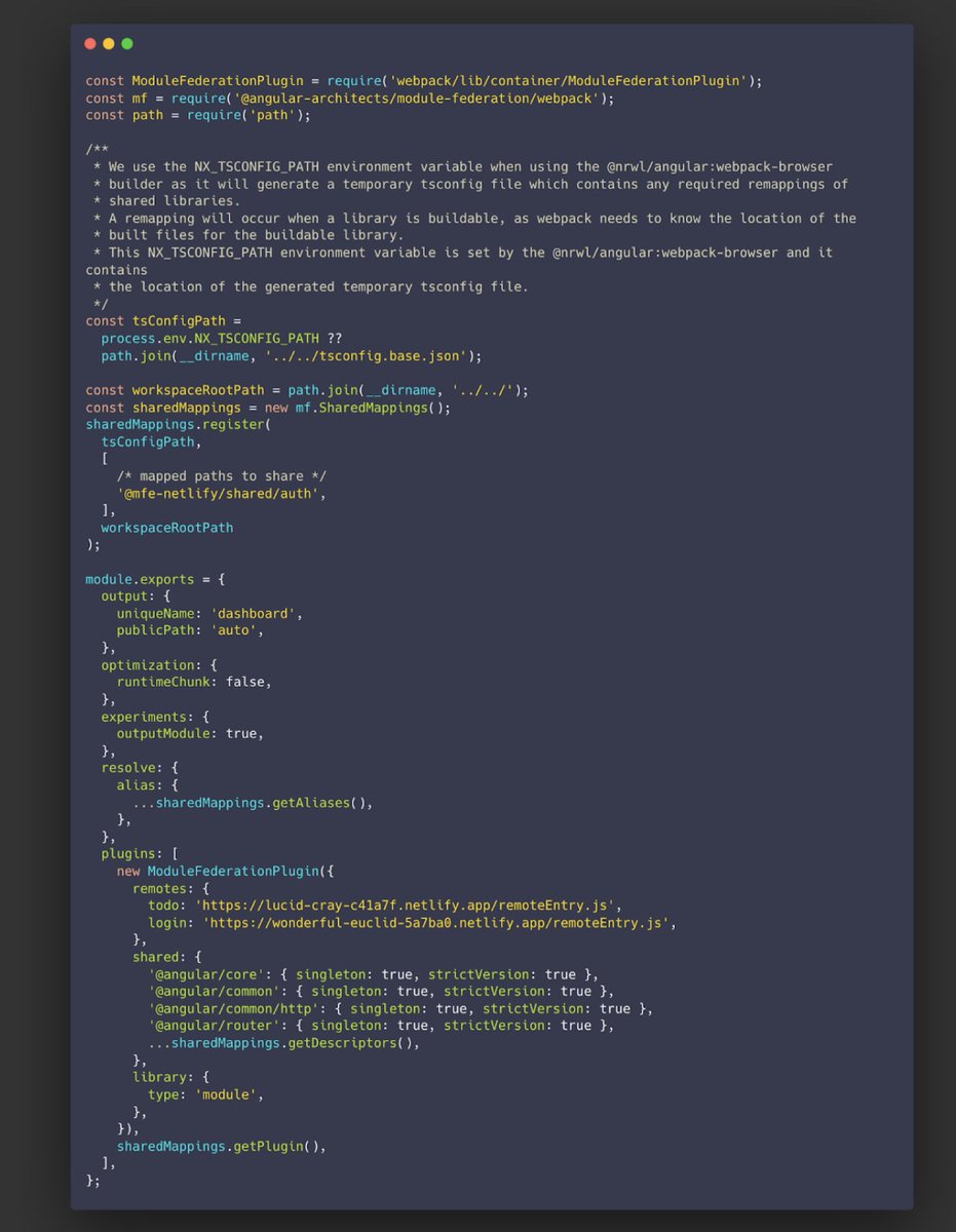 NxDevTools's tweet photo. Pretty sure you've seen or configured a Webpack module federation setup before. yeah, we feel you, it can be tough 😅 https://t.co/z7YORYe1yZ