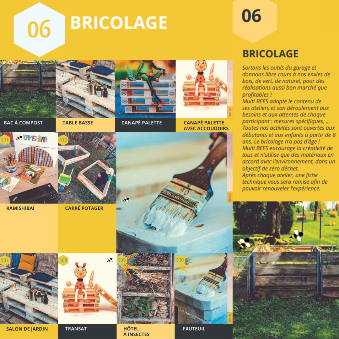 BeesMulti's tweet image. 🐝🐝Multi BEES 🐝🐝
Hey les petites fleurs 🌸🌼

Découvrez notre catalogue mais plus particulièrement notre partie Zéro Déchet sur le bricolage😊

Venez réserver votre atelier pour confectionner vous-mêmes vos propres meubles🤩
multibees.com/ateliers/ateli…

Des BEES ! 🐝🤩
#multibees