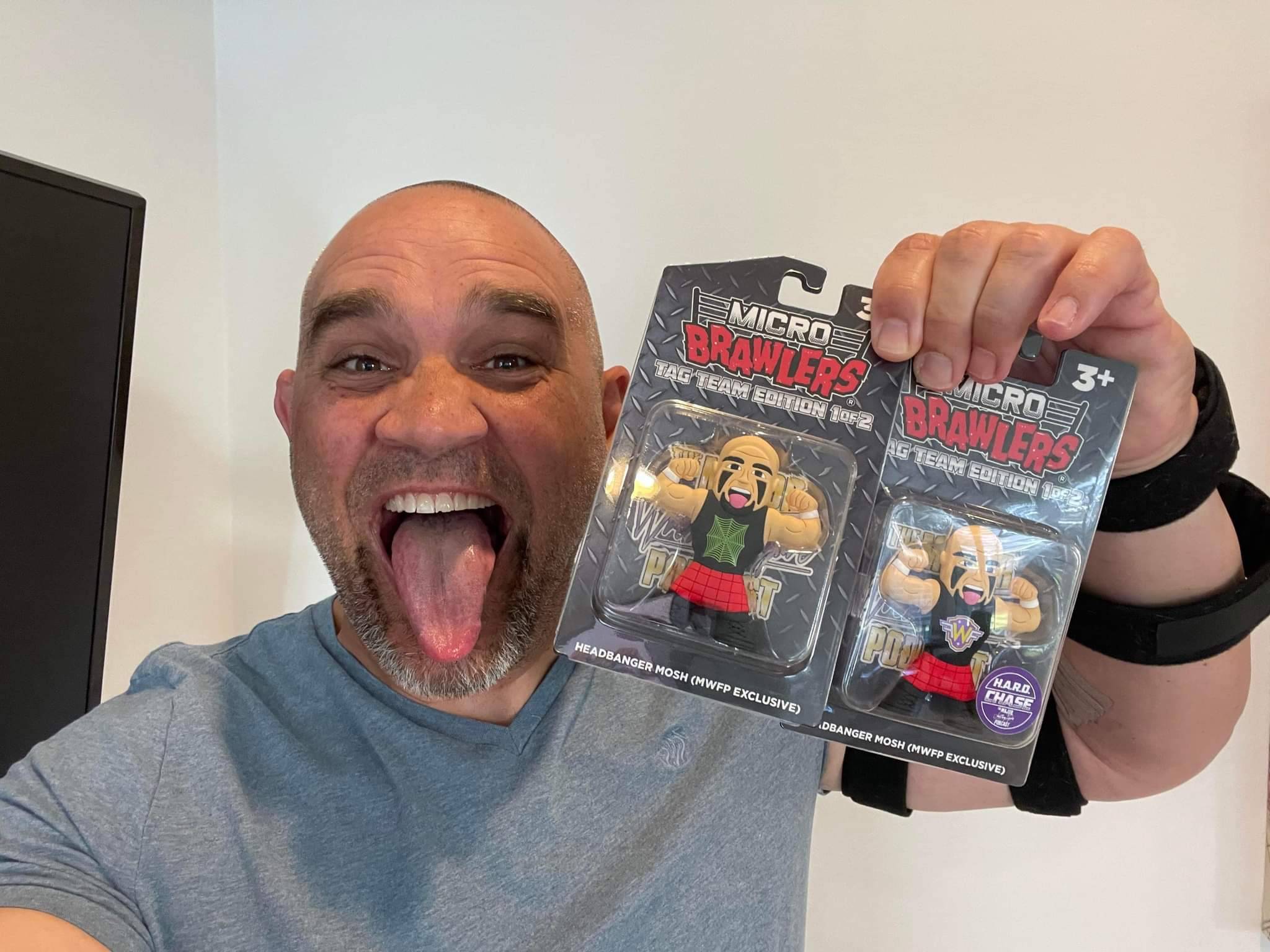 The Major Wrestling Figure Podcast on X: One-half of the #FWF Tag Team  Champions @ChazMosh received his Headbangers @PWTees Micro Brawlers! Order  yours today at  See The Headbangers and many more