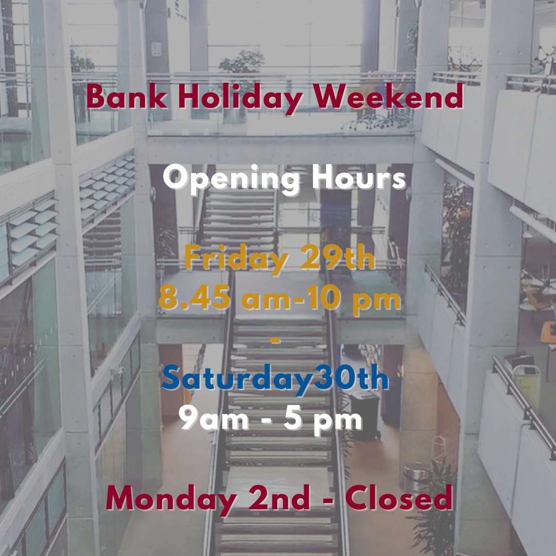 It might be a Bank Holiday Weekend but we know its also exam time. We will be open as usual tonight &amp; tomorrow but closed Monday #Exams #BankHolidayWeekend