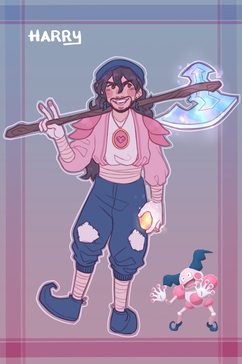 shepscapades's tweet photo. As a fan of @yogscast content since the old modded mc days, I’ve been wanting to play around with mc character designs for more current content, starting with @barryharryy!
Wanted to make reference to hardcore/speedrunning elements (and, of course, mr mime) :) https://t.co/0375bQJHcb