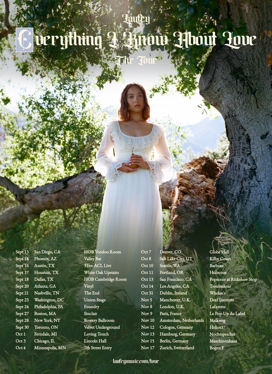 laufey's tweet photo. I'm going on tour this fall!! tickets go on sale next Friday at 10am local time, but if you want early access, click the presale links at https://t.co/sUVNGMys34 and sign up! you'll get a reminder with the code at 12pm local time on Tuesday when presale tickets are available https://t.co/5QDAno1Ygt