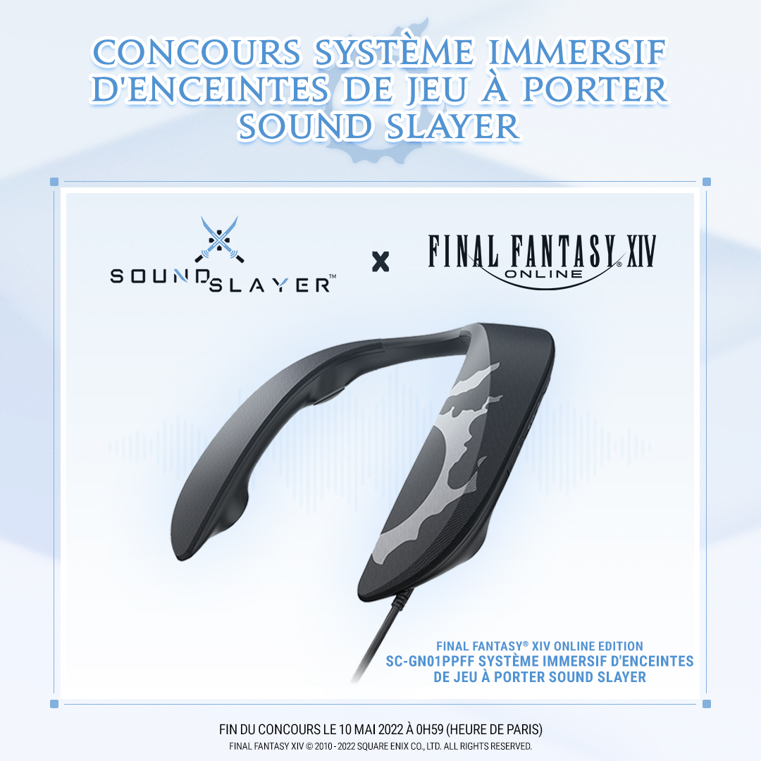 FF_XIV_FR's tweet image. Nouveau concours #FFXIV pour gagner un système immersif d&apos;enceintes de jeu à porter Sound Slayer !

Pour participer :
1️⃣ Suivez @FF_XIV_FR
2️⃣ Retweetez ce tweet
3️⃣ Répondez avec #FFXIVSpeakerSweepstakes

Conditions générales &amp;amp; règlement officiel : sqex.to/9pMC9