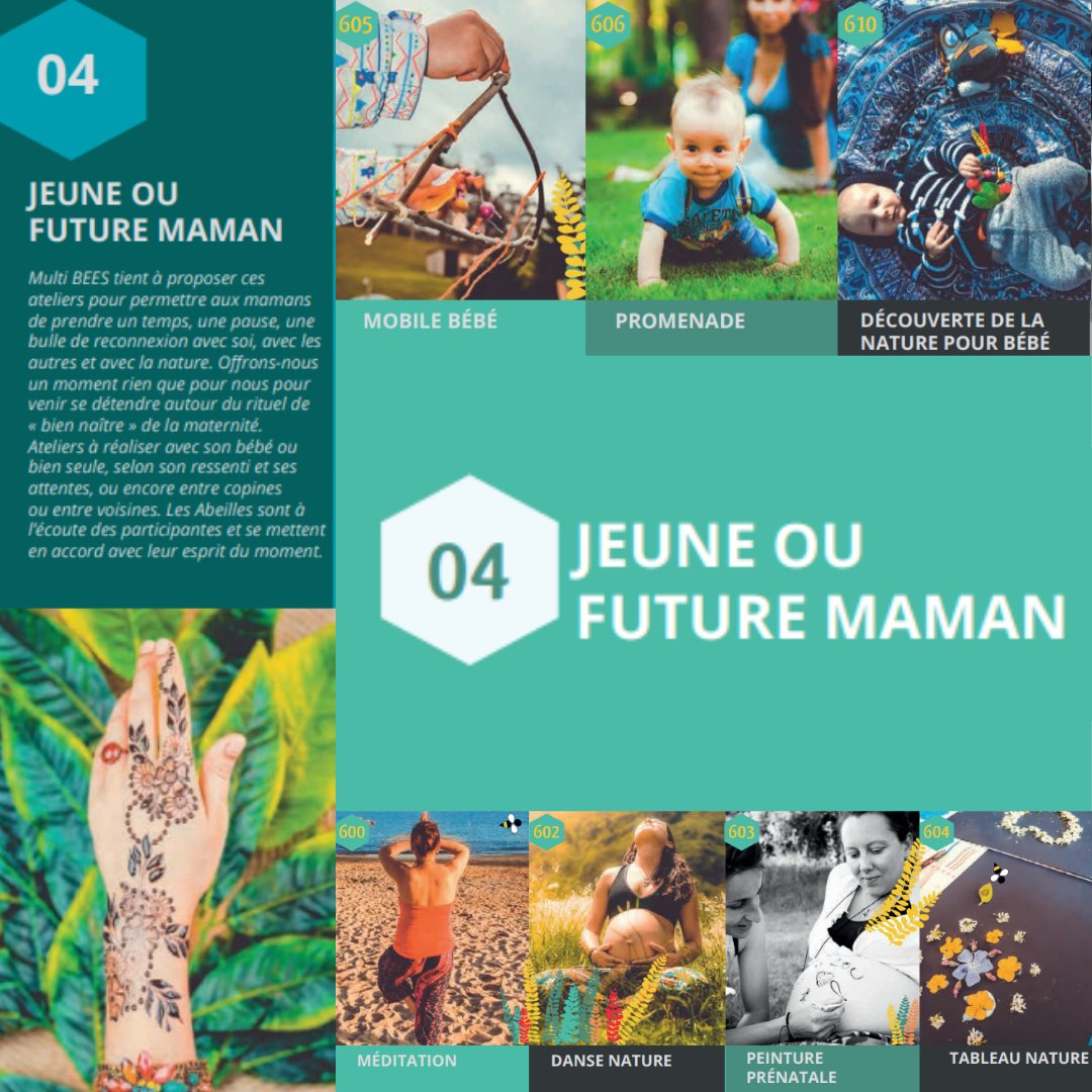 BeesMulti's tweet image. 🐝🐝Multi BEES 🐝🐝
Hey les petites fleurs 🌸🌼🌻

Découvrez notre catalogue mais plus particulièrement notre partie Nature sur les jeunes ou futures mamans

Venez réserver votre atelier pour passer un moment de reconnexion et de détente avec vous-même🤩
multibees.com/ateliers/ateli…