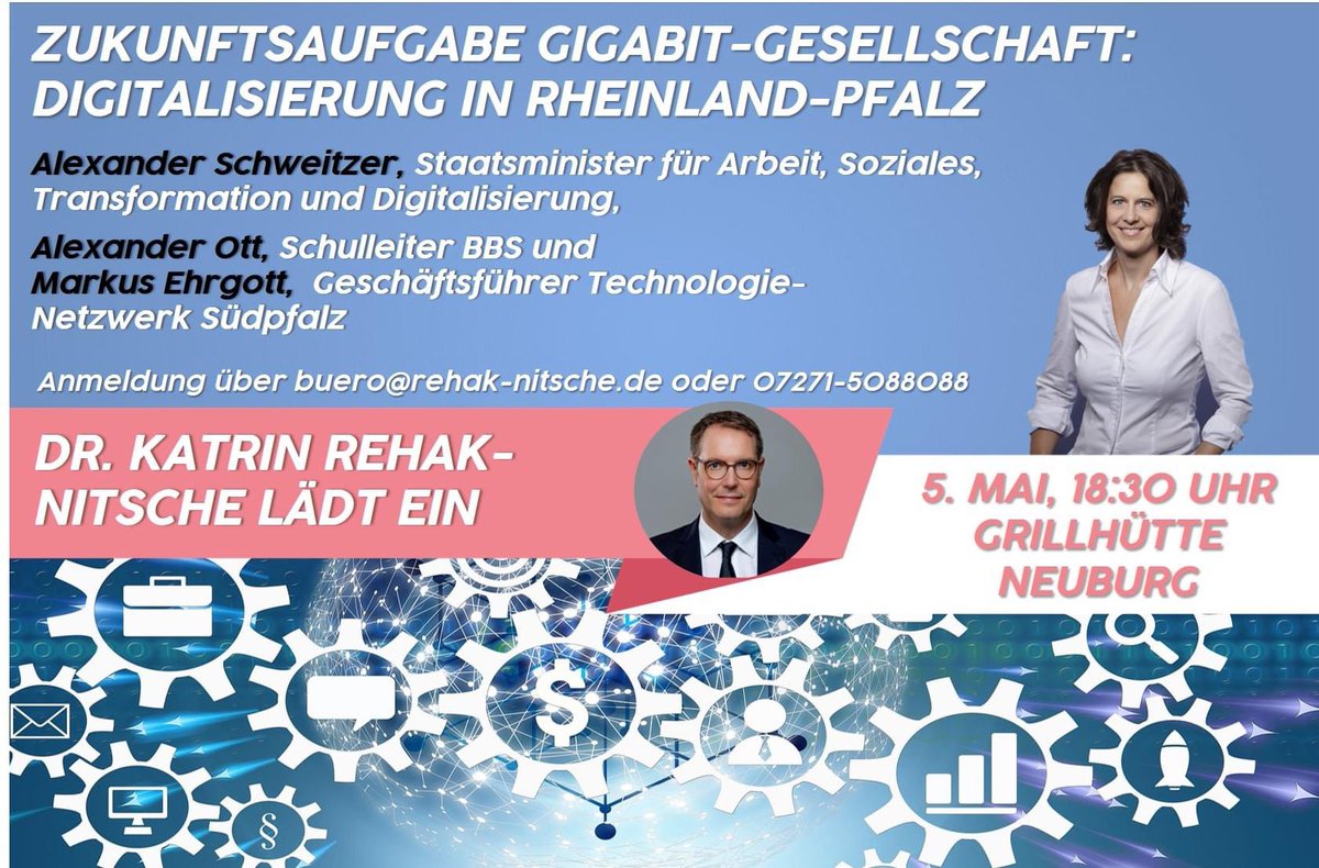 Alex_Schweitzer's tweet image. Am 5. Mai in Neuburg, auf Einladung von @RehakKatrin, zu den Themen #Digitalisierung und #Transformation. #transformRLP