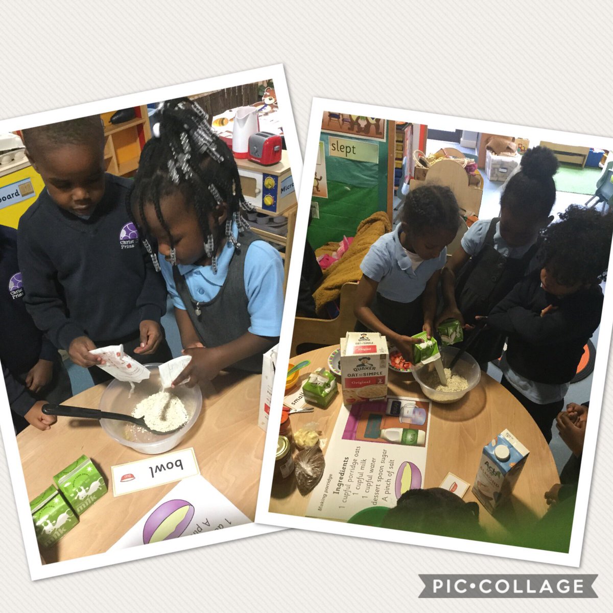 Christchurchsw9's tweet photo. Oak class made some oat porridge for our little Goldilocksโs, some children said it was โjust rightโ, โyummyโ, โdeliciousโ and โthis is the best porridge everโ....... โCan we have more please?โ๐ฒ #SW9Partnership https://t.co/pdXThJtOqn