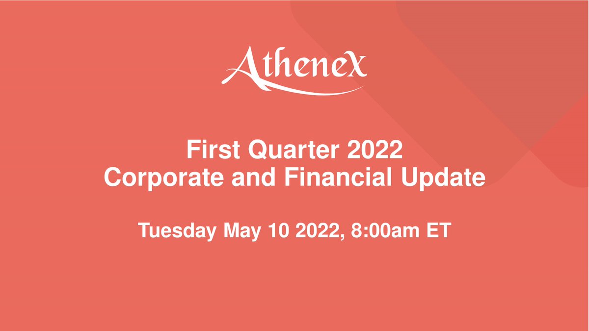 AthenexInc's tweet photo. We will provide a corporate and financial update for the first quarter 2022 on Tuesday May 10, at 8:00am ET. To join the earnings conference call: https://t.co/uPXlfqj2nJ #Athenex $ATNX https://t.co/maIaArFBFT