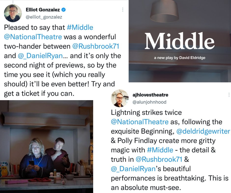 pazcontigo78's tweet image. First reactions are in... and they are incredible!!! #Middle @NationalTheatre

A big shout-out to the whole team!🙌🏻
@deldridgewriter @_DanielRyan
@Rushbrook71 #PollyFindlay