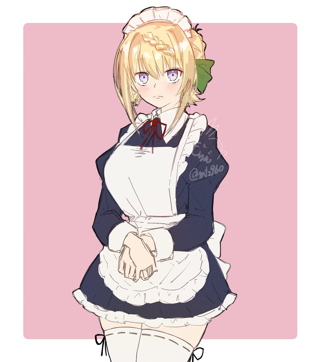 perth (kancolle) 1girl solo enmaided blonde hair apron maid alternate costume  illustration images