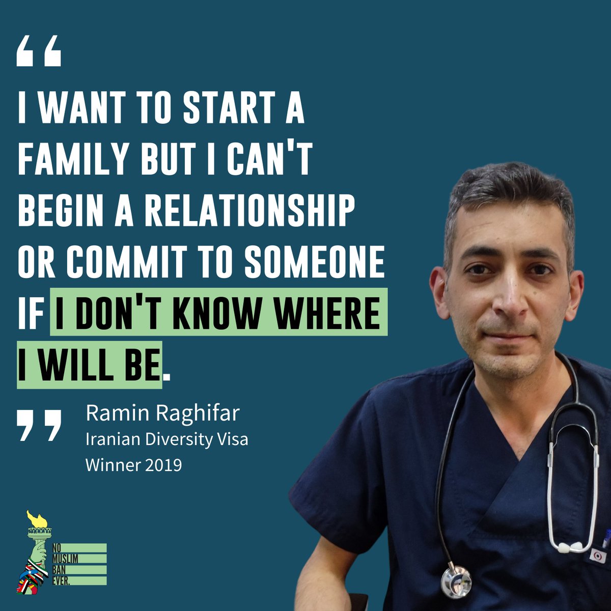 NILC's tweet photo. Ramin won a diversity visa after 15 years of applying. However, the Muslim Ban halted his plans of coming to the U.S.

Thousands of people like Ramin are in limbo, unable to plan for their futures. @POTUS must grant entry to ALL diversity visa winners: https://t.co/cXBys72F8Z https://t.co/7byik4vv3v
