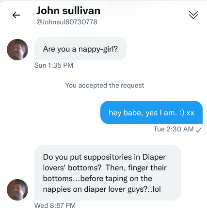 Naughtylilprincess12 - 1 pic. Absolute insanity.... 🤣 If you're looking for sex or a relationship go on a dating site or I don't know maybe leave your house. Don't repeatedly harass a camgirl for the crime of existing. #ABDL community members, #camgirls, #adultmodels etc. I'd recommend blocking this guy. https://t.co/GQvhGMlMaK