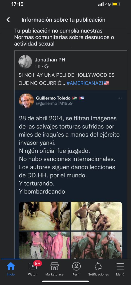 JON78PH's tweet photo. @guillermoTM1959 Por si hay dudas sobre la censura, imposición del relato único y deriva inquisitoria nazi aquí os dejo como literalmente Facebook me censura las publicaciones durante 24h POR SUS COJONAZIS #DistopíaMillonarios #AmericaNazi https://t.co/BaHpJqPLen