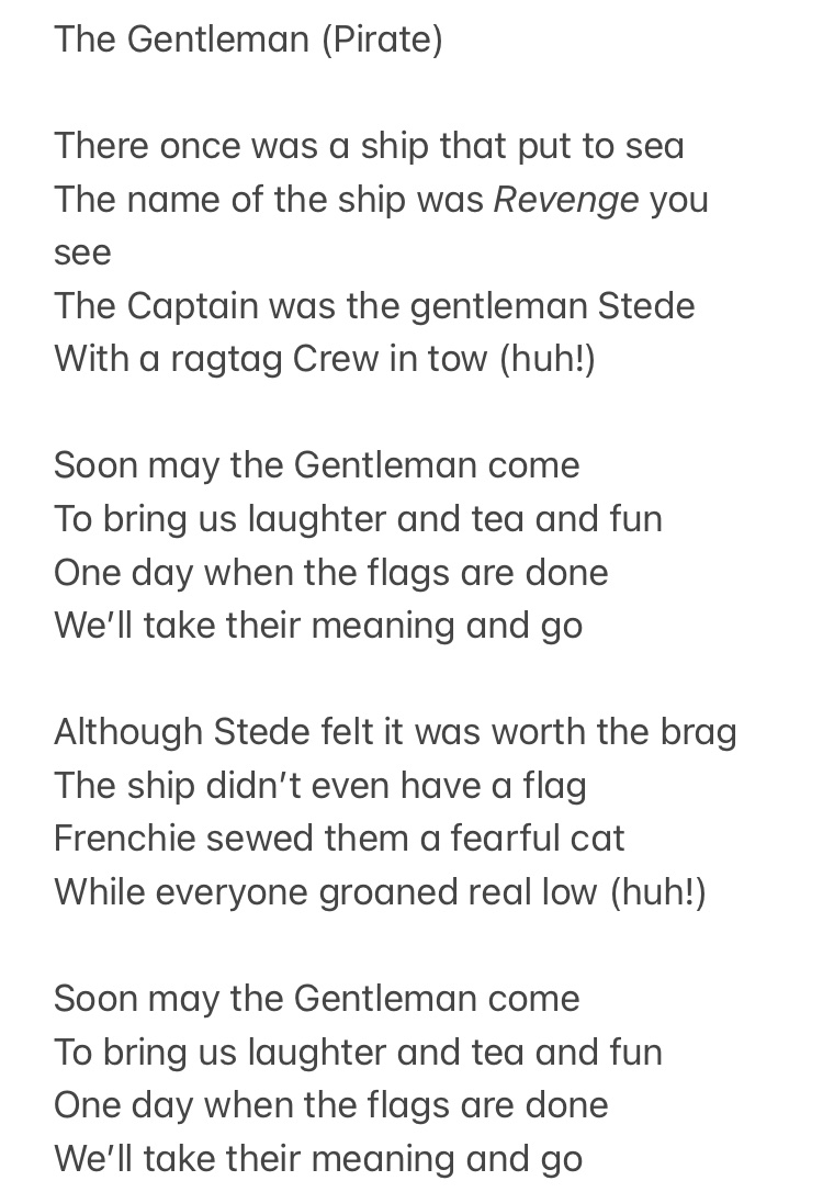 nexttimeMADMEN's tweet photo. HI ALL! So, I am not an artist, but I do enjoy writing lyrics! Please enjoy my #OurFlagMeansDeath adaptation of the sea shanty ‘Wellerman’ by Nathan Evans 🏴‍☠️ @david_jenkins__ @TaikaWaititi @rhysiedarby @sambaschutte @cononeilluk @V_Vico_Ortiz @FryJoel @nathan_foad @samsonkayo https://t.co/6K7gNQkRQ2