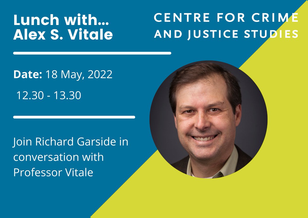 CrimeandJustice's tweet photo. Coming up in May. #LunchWith renowned US policing author and educator @avitale
It's going to be a blast
https://t.co/dwumbNklh1 https://t.co/hkcDPIY0Xw