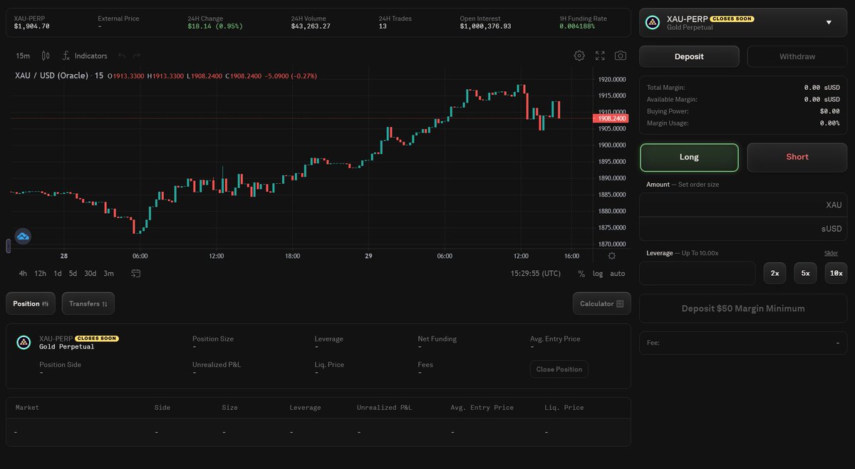 synthetix's tweet photo. What's up gold bugs? Synthetix just increased its open interest caps on $sGOLD Futures to $2.5M on @optimismPBC 

There's no where else in DeFi where you can access gold perps fully on chain.

Interested in trading? Head to @kwenta_io

https://t.co/EKchj4svIU https://t.co/2TSWOiFIt4
