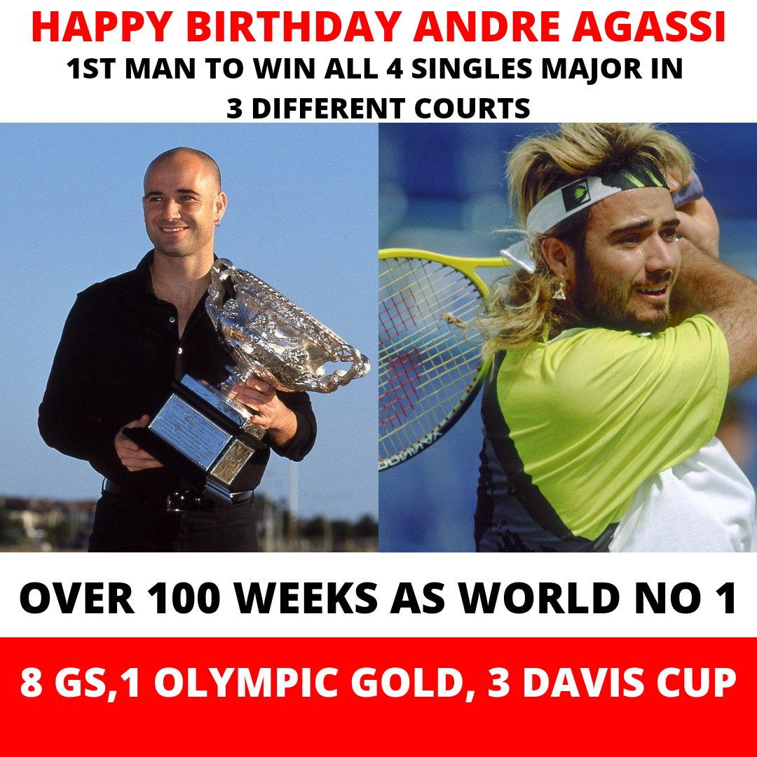 Happy Birthday to Former World No 1  Andre Agassi  
