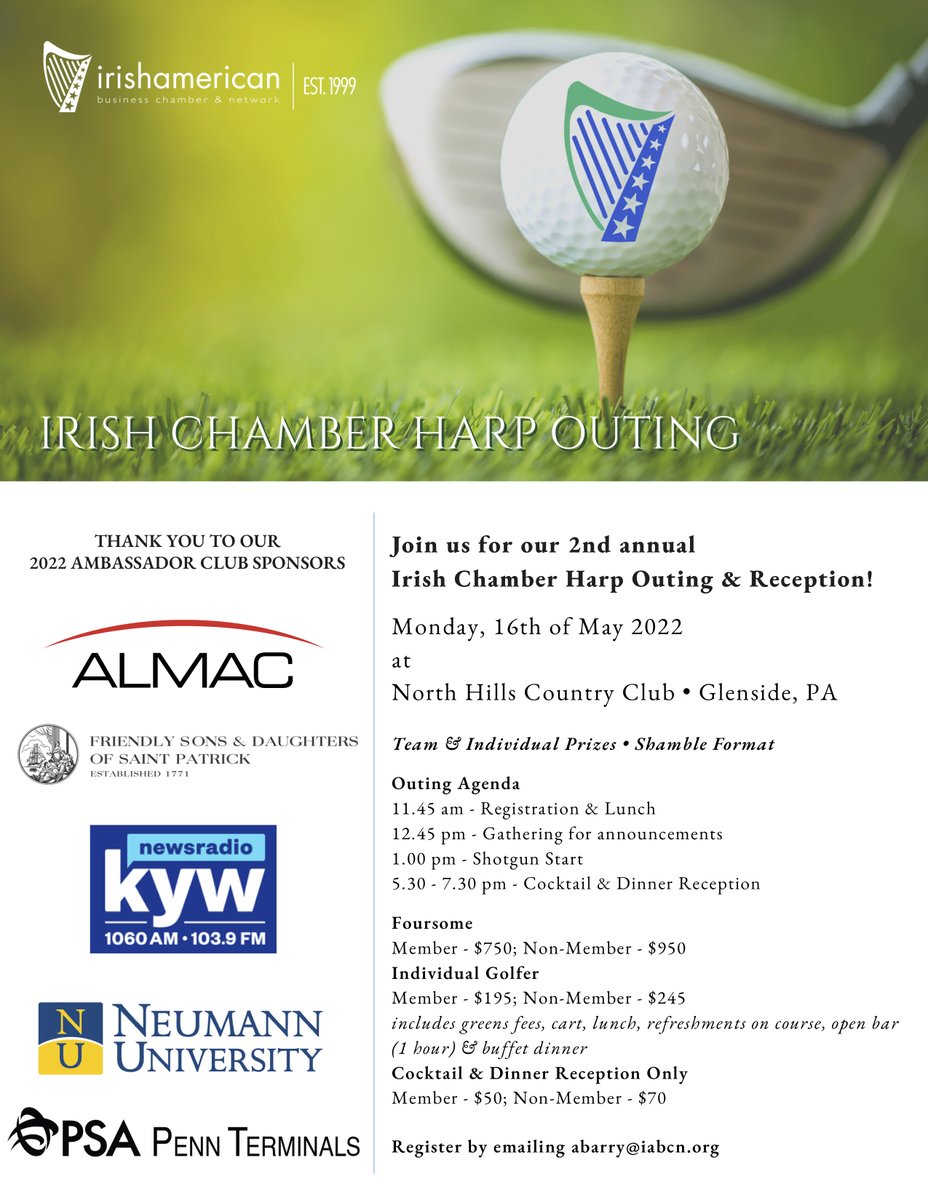 IABCNPhila's tweet photo. Just over 2 weeks to go until our Harp Outing & Reception!
Click below for registration details -->
https://t.co/R4TNJTijSU
#IABCN22 #IrishChamberHarpOuting #Nasc #IrishNetworking https://t.co/RpjkN63phL