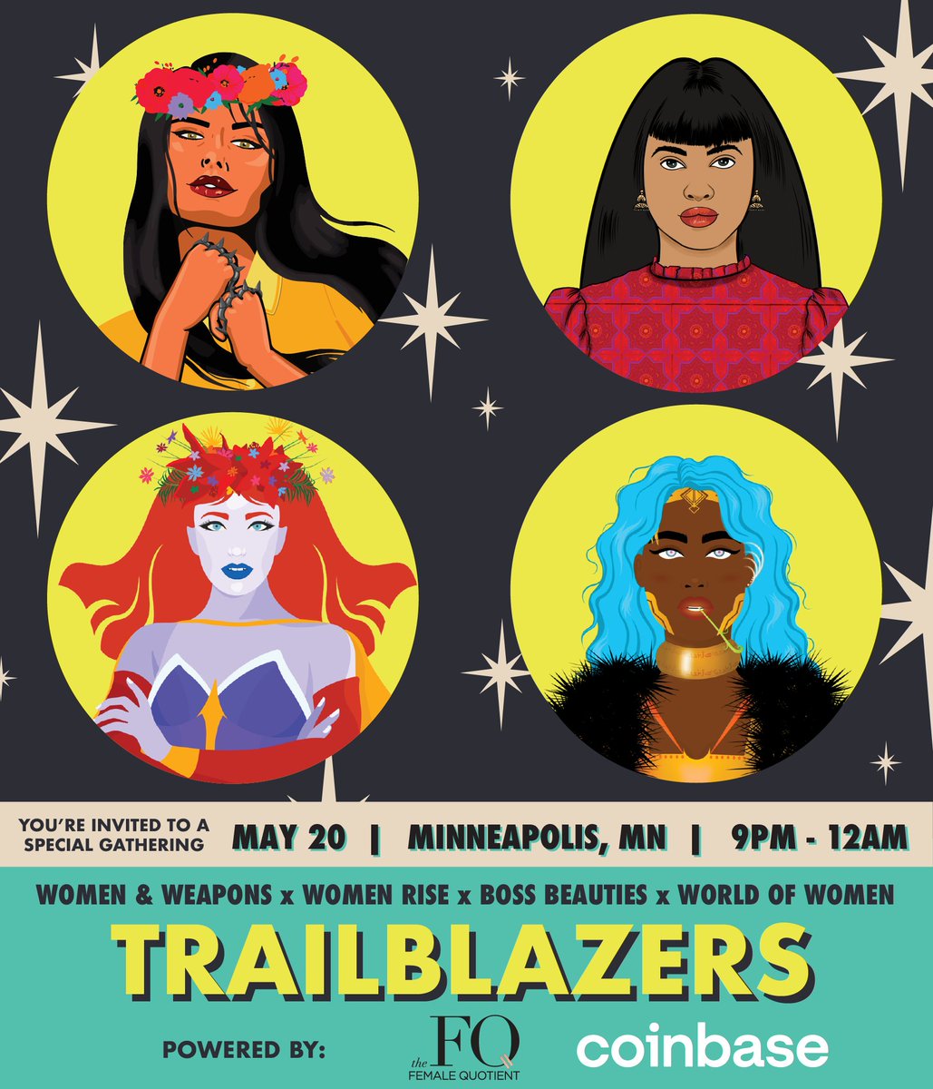 Say hello to The𝘛𝘳𝘢𝘪𝘭𝘣𝘭𝘢𝘻𝘦𝘳: 𝘞𝘈𝘞 𝘹 𝘞𝘙 𝘹 𝘉𝘉 𝘹 𝘞𝘖𝘞  Event. Powered by <a href="/femalequotient/">The Female Quotient</a> &amp; @Coinbase_NFT! This is a celebration of our communities! Founders @NFTSaraBaumann , @Maliha_z_art , <a href="/lisacmayer/">Lisa Mayer</a> and <a href="/YKarkai/">Yam</a> will be your hosts. More info in our discord!