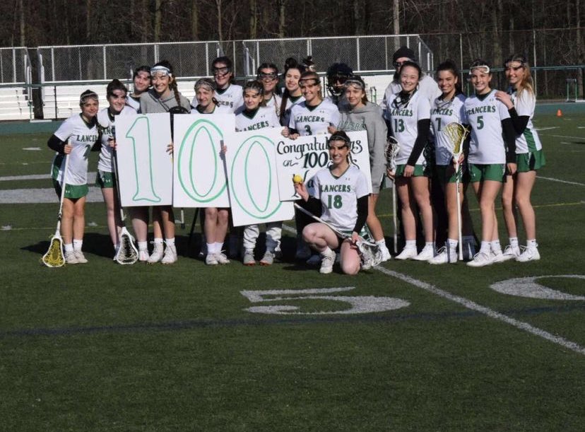 LPGirlsLax1's tweet photo. Congratulations @Kpersinger29 on 100 Career Goals!! Proud of you!💯💯 https://t.co/og3yJjqPjB