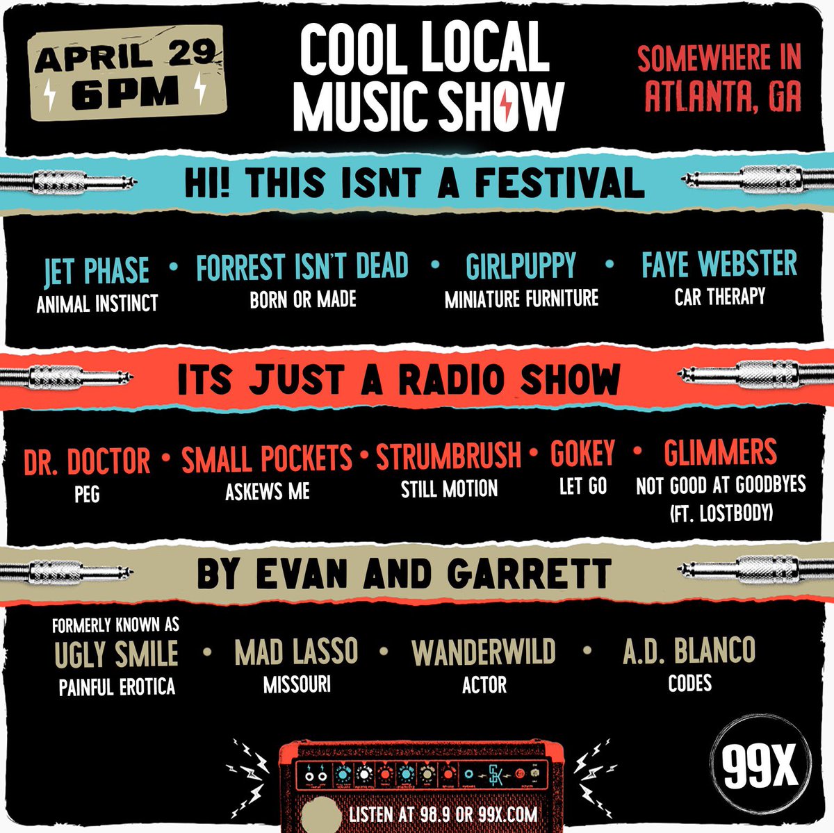 coollocalmusic's tweet photo. We’re loading up the @99x van and heading to SHAKY KNEES, BABY!!! Tune in to 98.9 FM or https://t.co/gKv15qnNwX @ 6pm for the best tunes in Atlanta (including music from Shaky Knees artists @fayewebsters and @girrlpuppy!) ⚡️⚡️⚡️ https://t.co/Mq6dAjlcMs