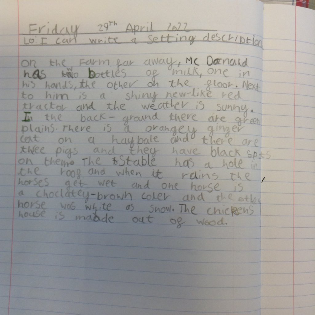 latimerprimary's tweet photo. Wow! Miss Hyde is blown away with our fabulous work in English today. #ClassEH are loving their new English text and describing our own imaginary farms. #TheSheepPig #DickKingSmith #settingdescription #farms #2EH #independentwriting https://t.co/BinF46PhAP