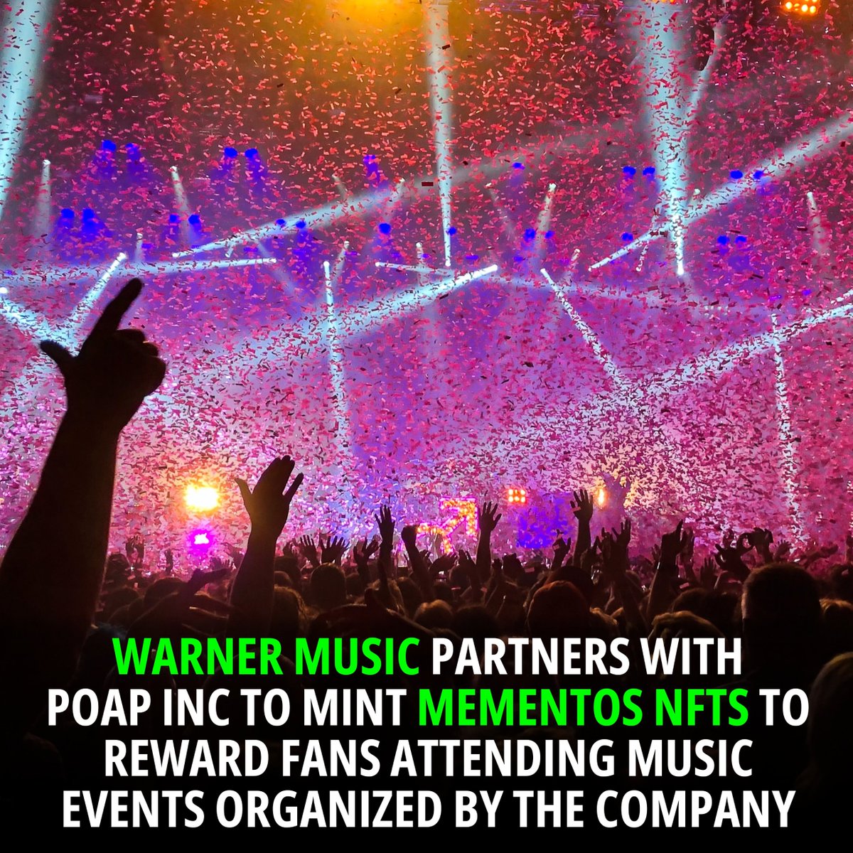 Warner Music partners with POAP Inc to mint mementos NFTs to reward fans attending music events organized by the company.

#NFTs #NFTCommunity #NFTCollector #NFTArt #NFTArtist #DigitalArt #NFT #NFTNews #NFTmarketplace #ETH #Ethereum