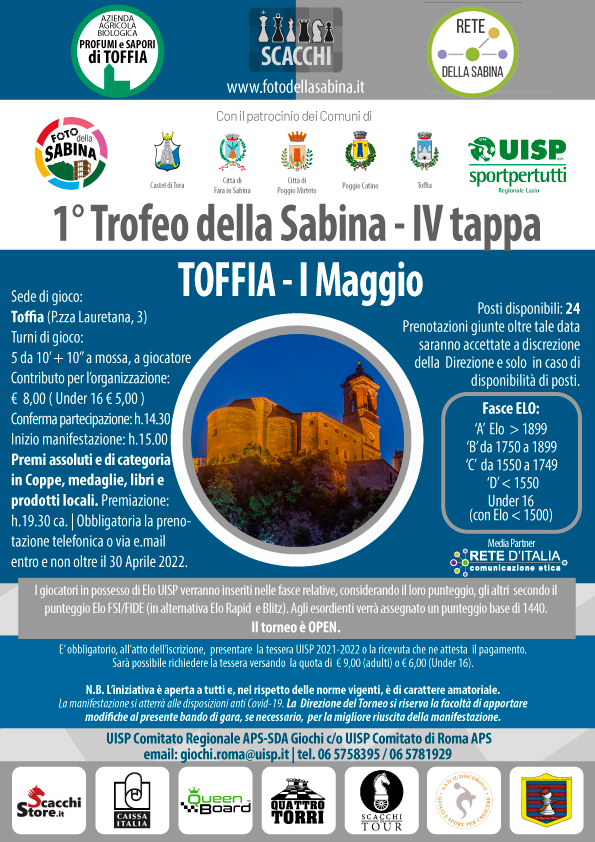 RETEdelLAZIO's tweet photo. #Toffia #1maggio Tornano gli #scacchi #chess in Sabina! https://t.co/UZhujilbgl