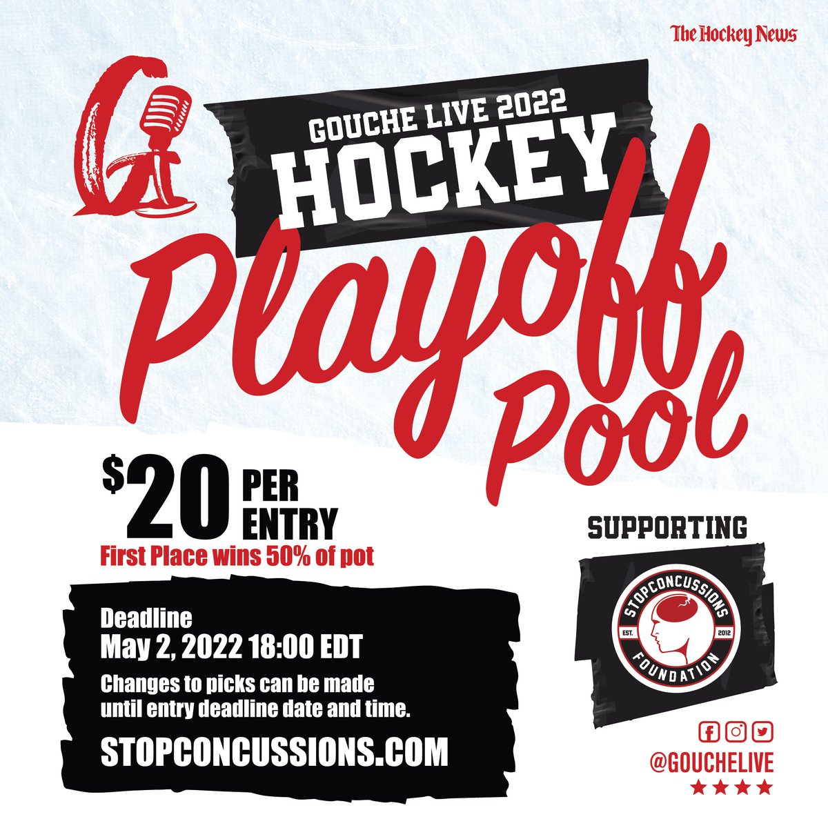 get_reconnected's tweet image. Choose one player from each pool, players get points for goals and assists, goaltenders get points for wins and shutouts.   - officepools.com/invite/classic…
 PW GoucheLive2022
All proceeds go towards StopConcussions and CONNECTED: A Mental Health Initiative.