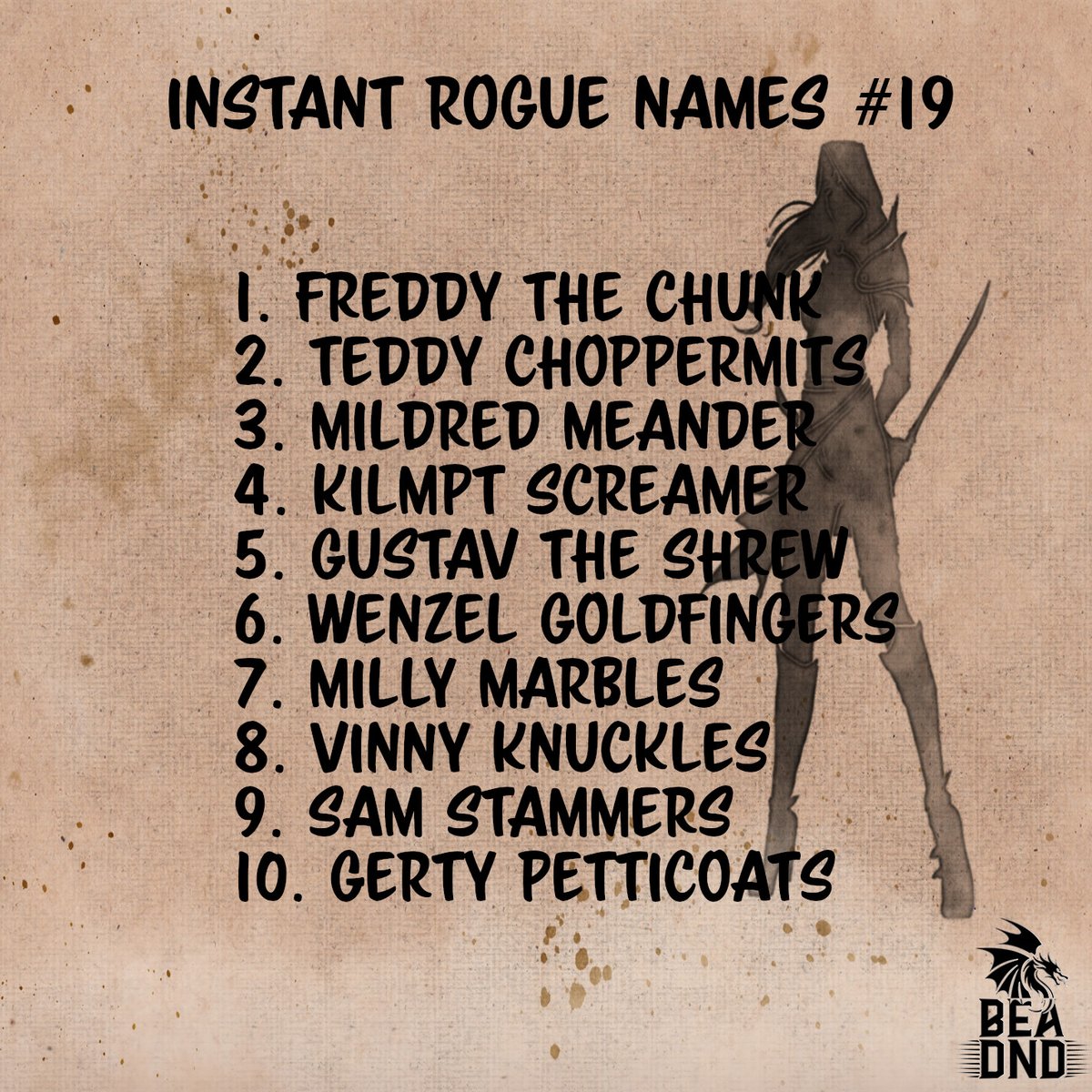 bea_dnd's tweet photo. Sam Stammers has a really bad stammer, when questioned by guards he frustrates them for hours with the simplest detail.
#DnD #DMResource #TTRPG #NPC #Lists #Inspiration https://t.co/gcDl45r80C