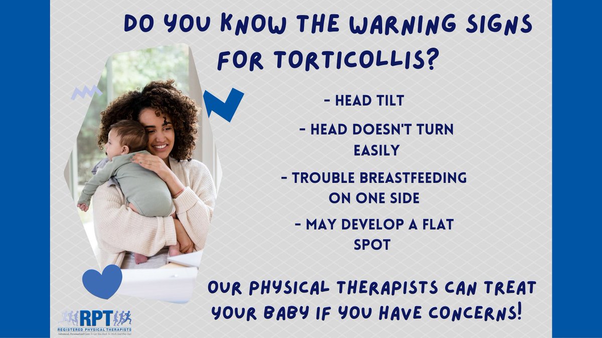 rpt_inc's tweet photo. If you have any torticollis concerns, bring your baby in to one of our 9 clinics! Our qualified physical therapists can treat your baby and give you tips for home care as well. Visit https://t.co/kDa5rVmfjV to view the RPT locations near you. https://t.co/E46ZekNoKL