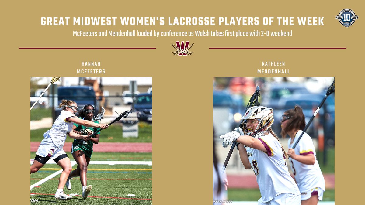 WLAX | Last week, <a href="/WalshWomensLax/">Walsh Women's Lax</a> took over first place with a 2-0 weekend! Hannah McFeeters and Kathleen Mendenhall were chosen as Athletes of the Week! #SwordsUp