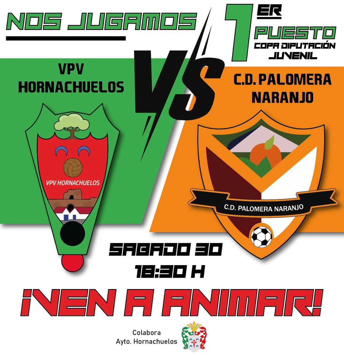 Este sábado nos jugamos el pase en la Copa Diputación Juvenil.
Ven a las 18:30h a animar a los nuestros.
Vamos VPV Hornachuelos 💪🏼💪🏼
