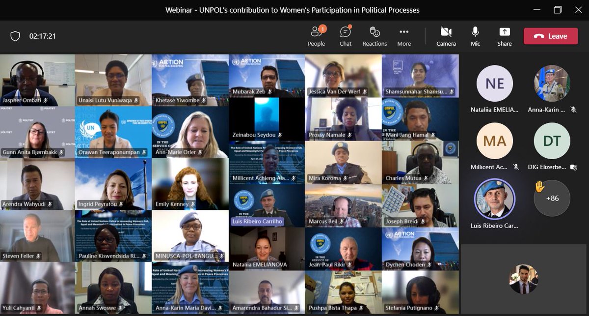 UNPOL's tweet photo. .@LuisCarrilhoPC a animé un webinaire sur le rôle essentiel des femmes dans les @UNPeacekeeping et comment @UNPOL travaille pour assurer leur pleine et égale participation. Merci à tous les participants dont @UN ASG #DSS @UnaVuniwaqa. #WPS #A4P https://t.co/wl4rApVeIv